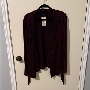 Vocal Burgundy Fringe Jacket